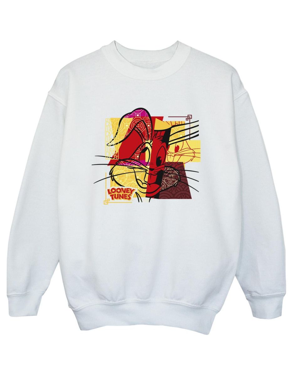 Looney Tunes Boys Bugs Bunny Rabbit New Year Sweatshirt - White
