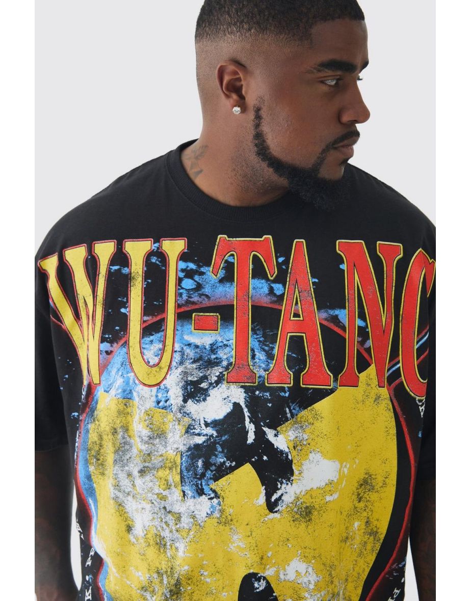 Plus Oversized Wu-Tang Large Scale License Print T-Shirt - black