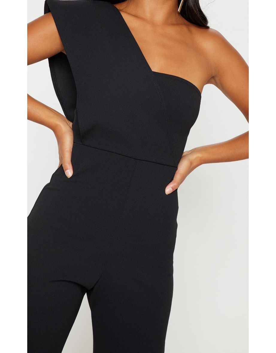 Petite Black Drape One Shoulder Jumpsuit - 4