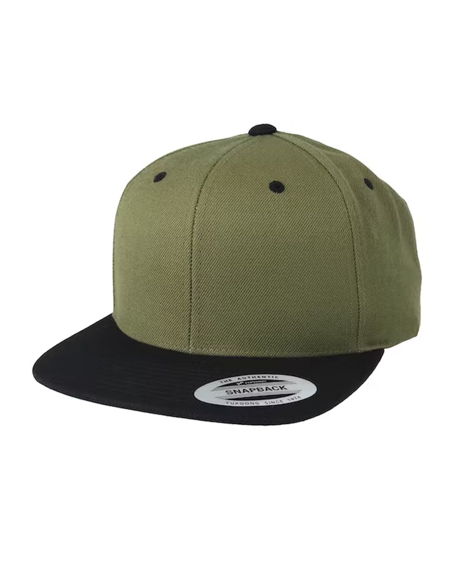 Yupoong Mens The Classic Premium Snapback 2-Tone Cap - Olive/Black