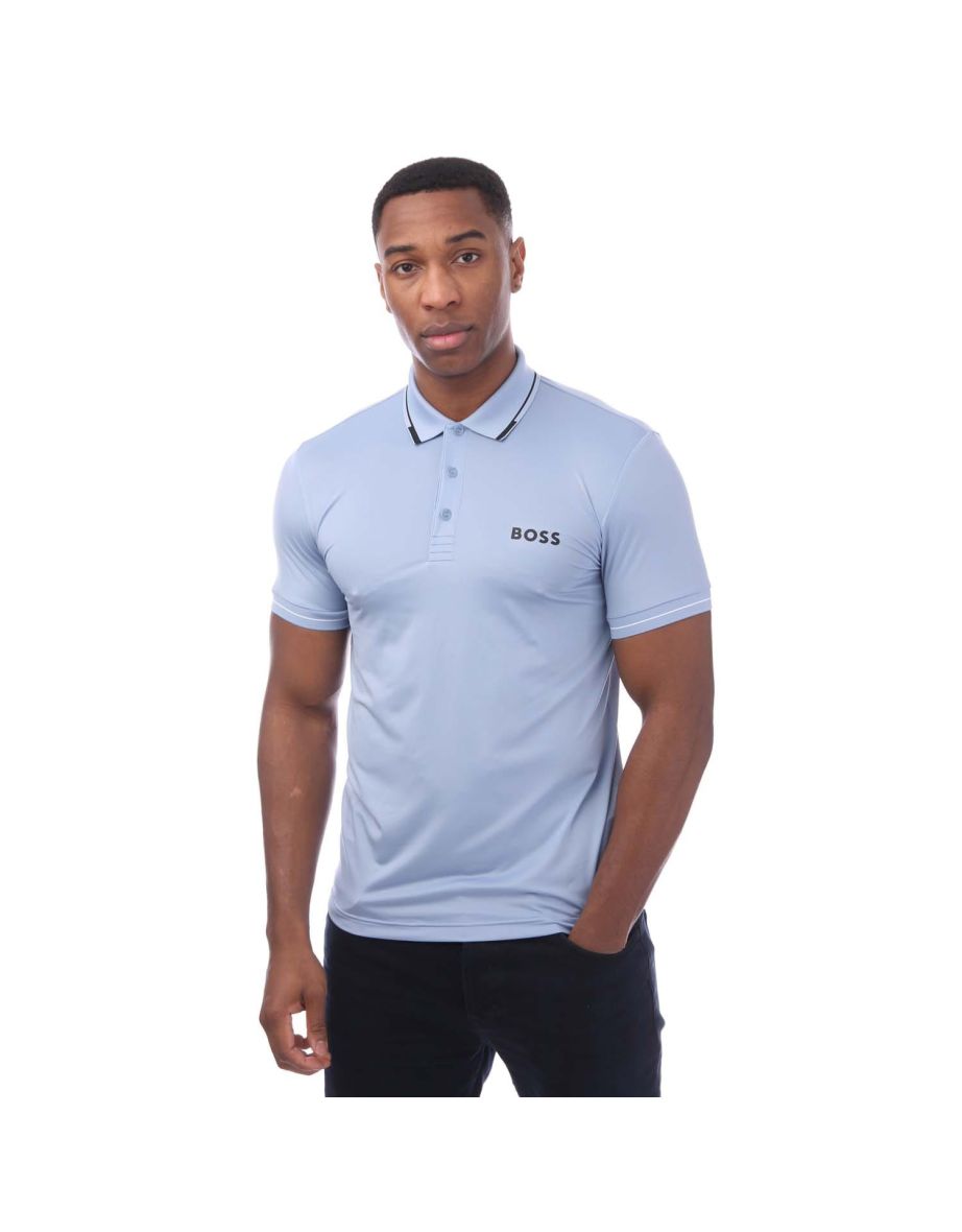 Men's Hugo Boss Contrast Logo Slim-Fit Polo Shirt in Blue