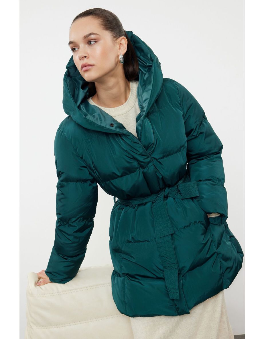 Dark Green Regular Belted Coat