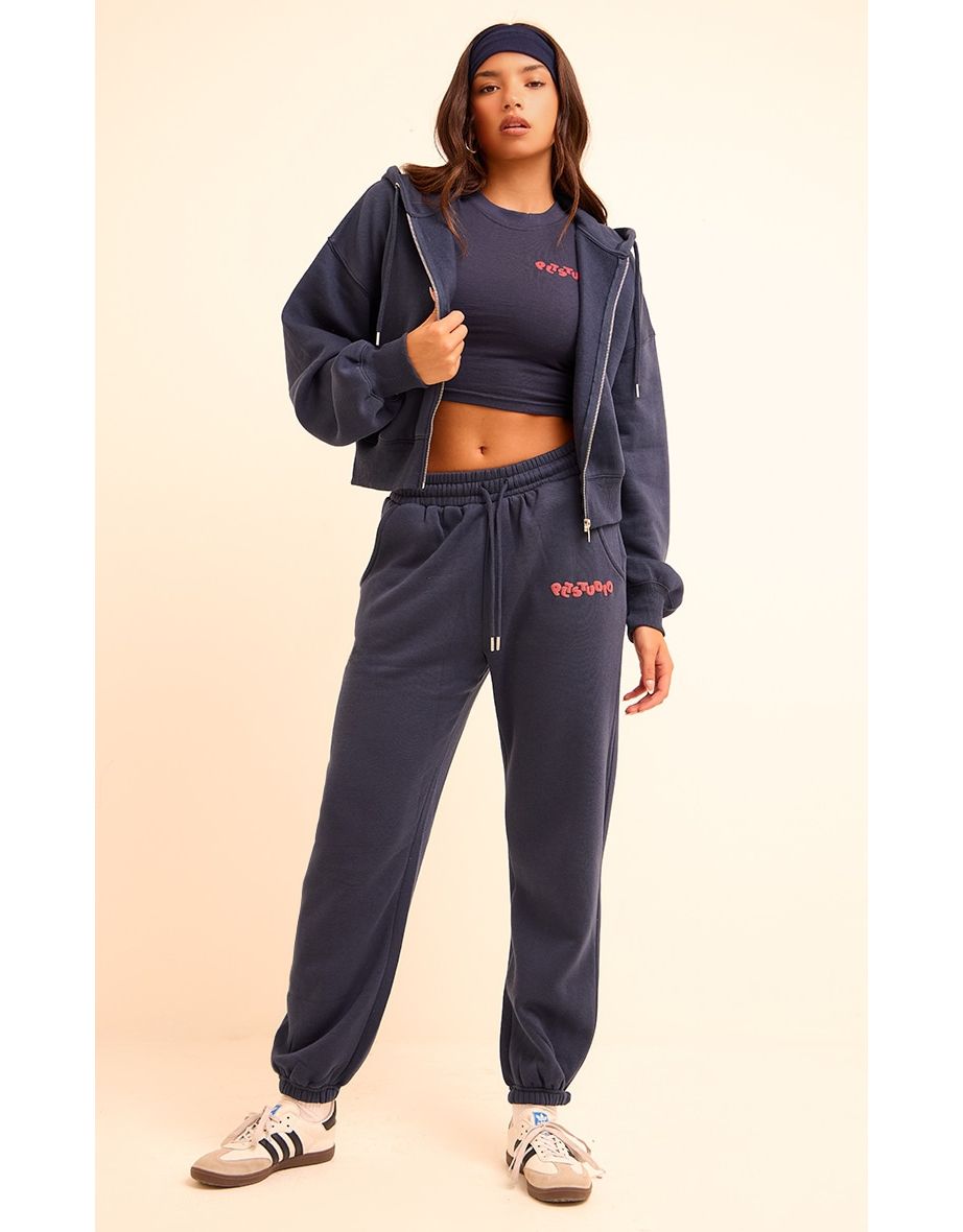 Midnight Blue PLT Studio Archive Puff Print Drawstring Cuffed Joggers