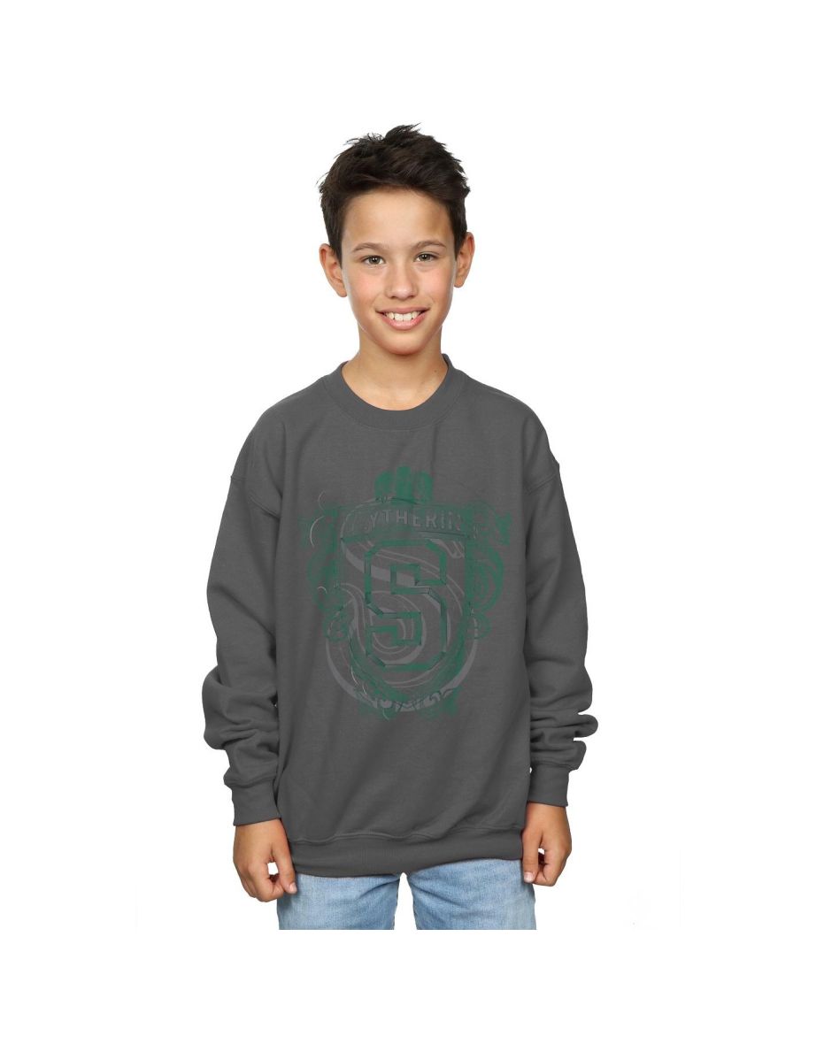 Harry Potter Boys Slytherin Serpent Crest Sweatshirt - Charcoal