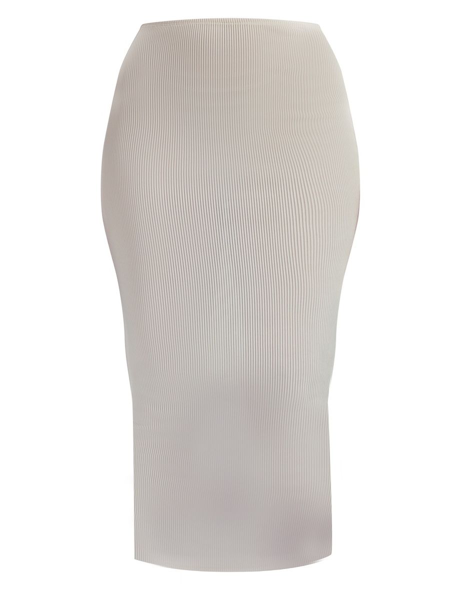 Stone Woven Micro Plisse Low Rise Midi Skirt - 4