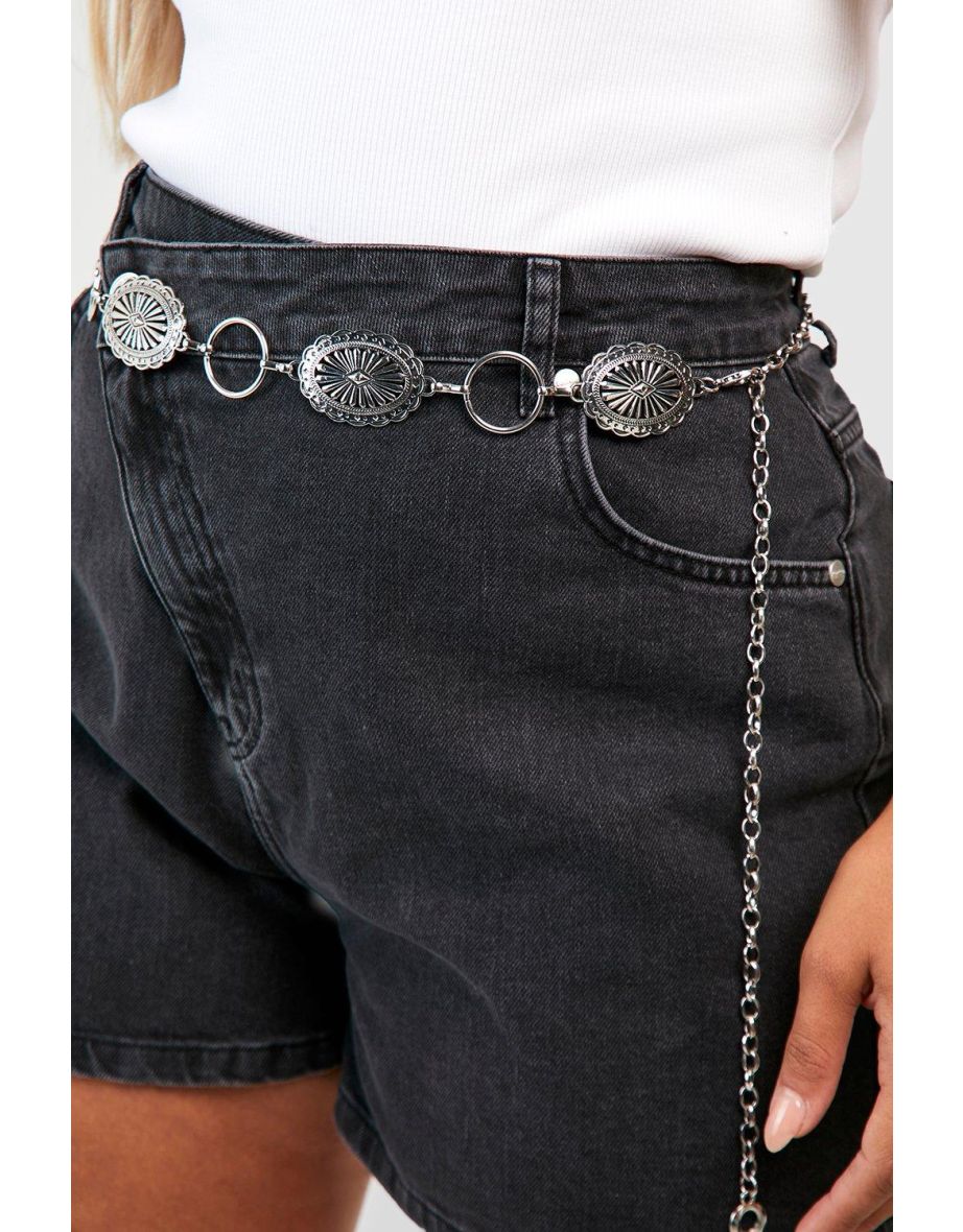 Plus Silver Chain Circle Belt - silver