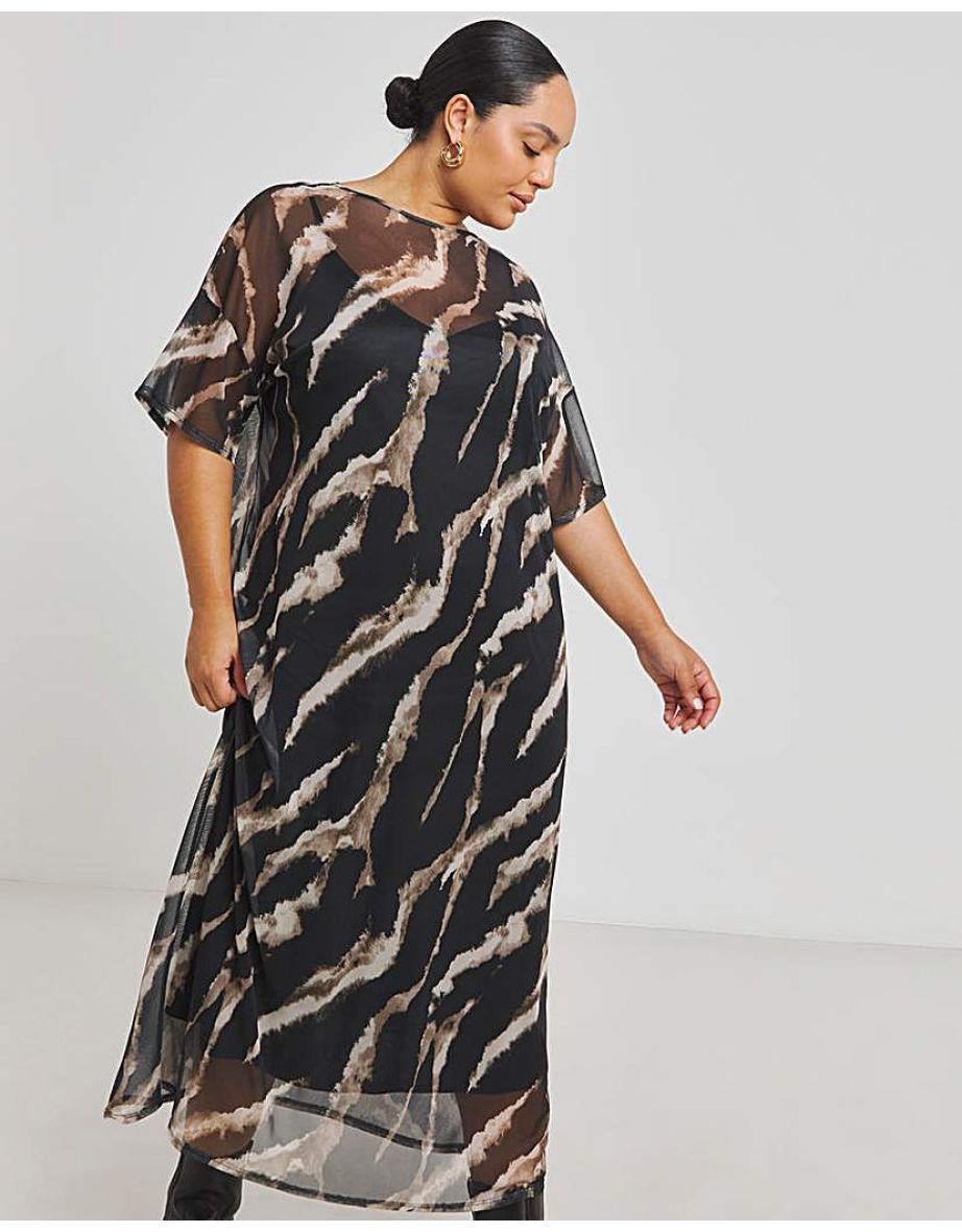 Printed Mesh T-Shirt Dress