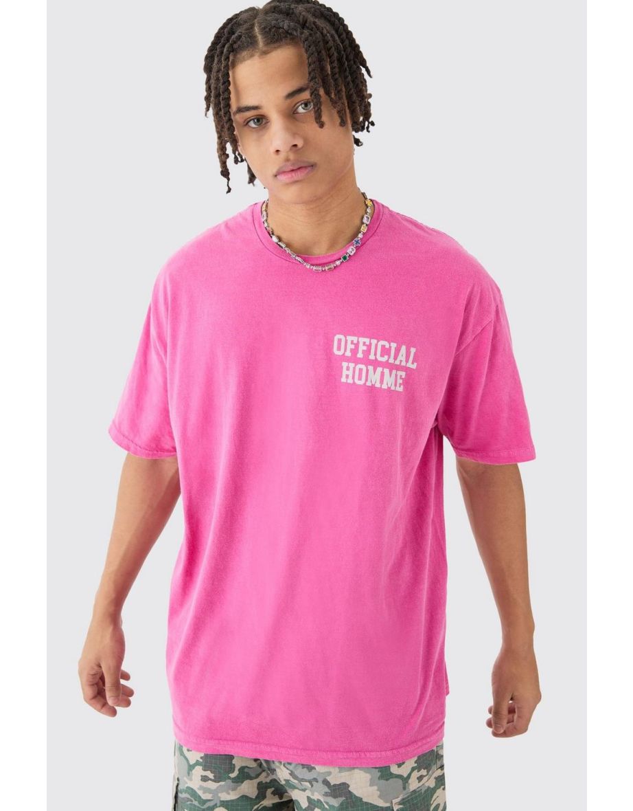 Oversized Extended Neck Butterfly Print Wash T-shirt - pink