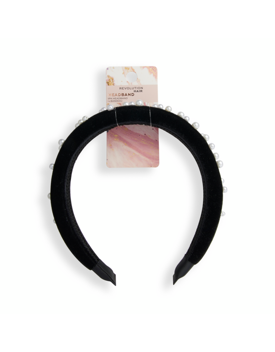 Revolution Pearl Velvet Headband Black