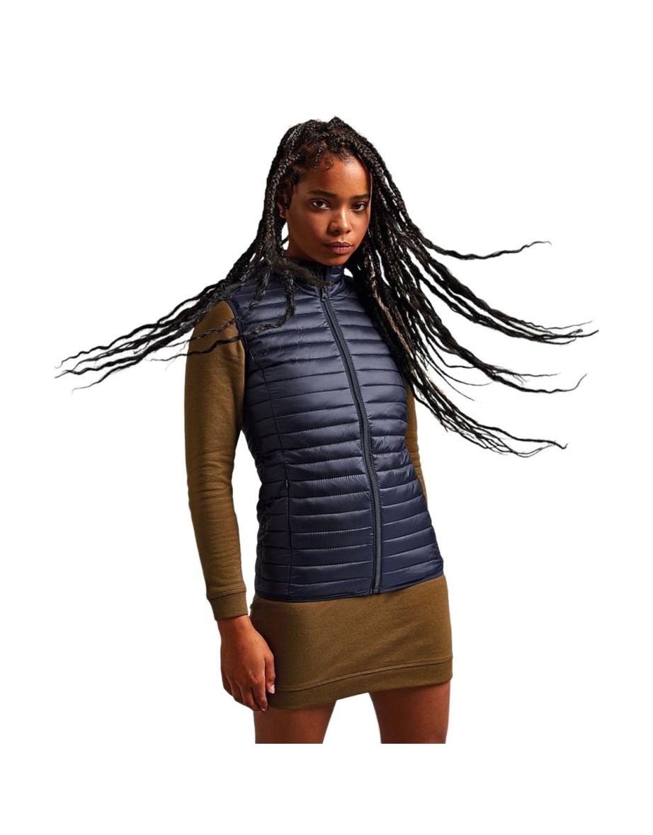 2786 Womens/Ladies Tribe Fineline Padded Gilet/Bodywarmer - Navy - 2