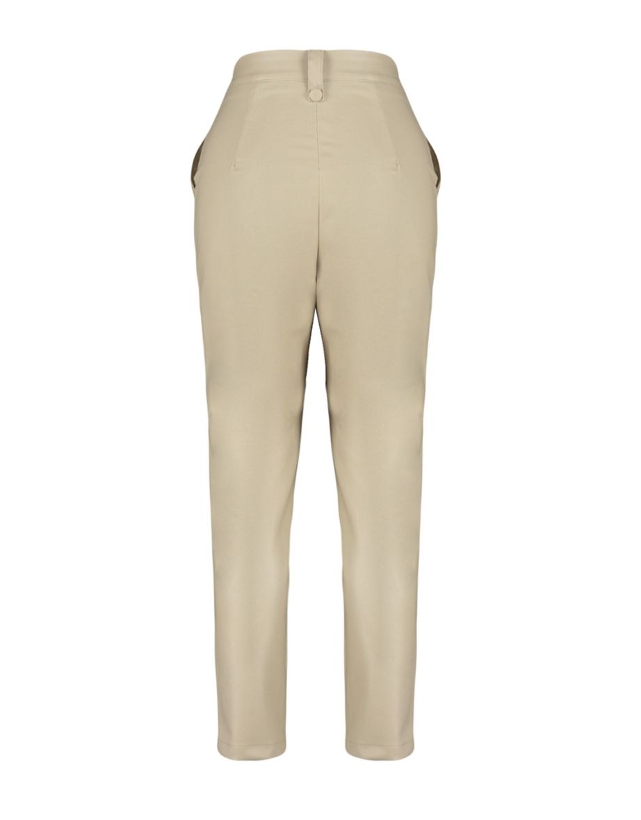 Limited Edition Mink Carrot Woven Faux Leather Trousers with Front Buttons - 8