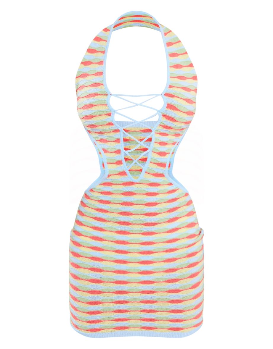Red Halter Neck Bodycon Mini Dress - 4