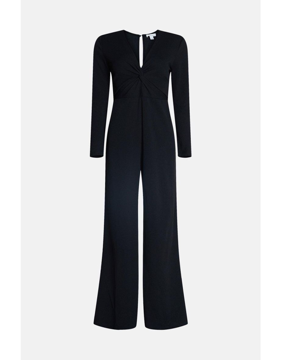 Jersey Crepe Twist Front V Neck Jumpsuit - 3