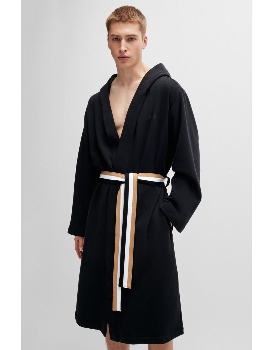 Accessories Hugo Boss Dressing Gown with Signiature Stripe Belt in Black