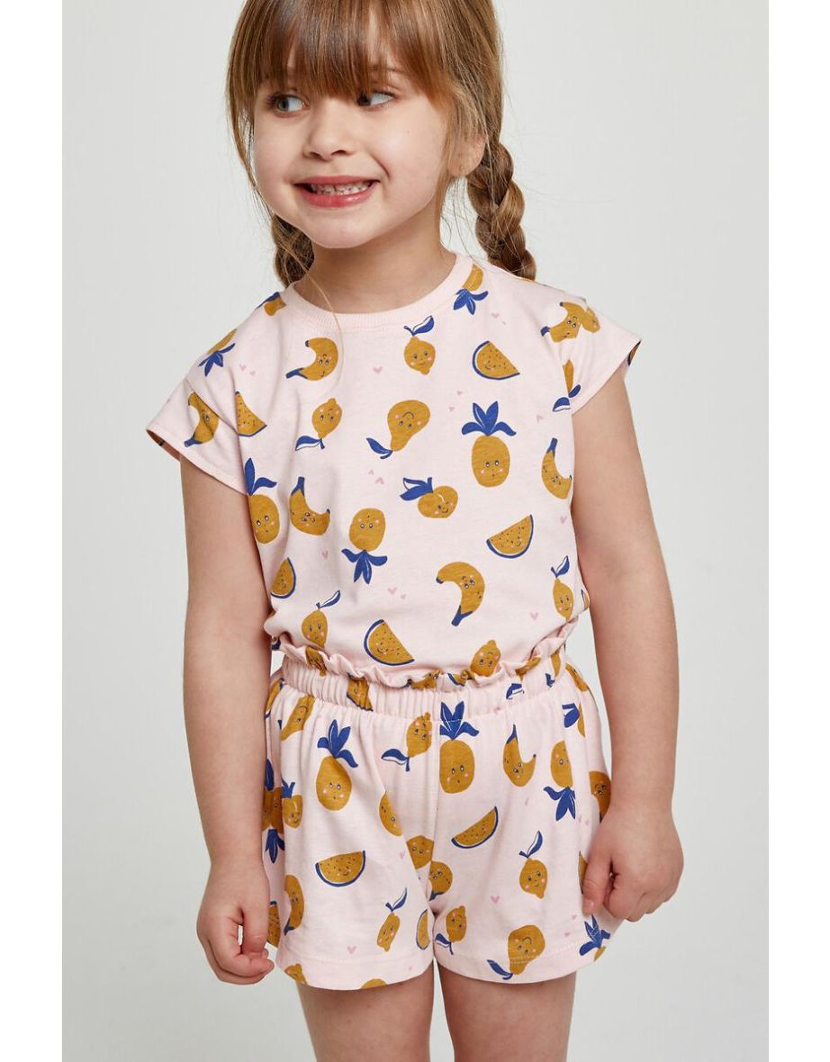 Cotton T-Shirt/Shorts Outfit in Fruit Print