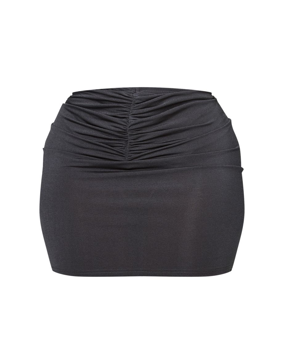 Shape Black Slinky Acetate Ruched Front Mini Skirt - 5