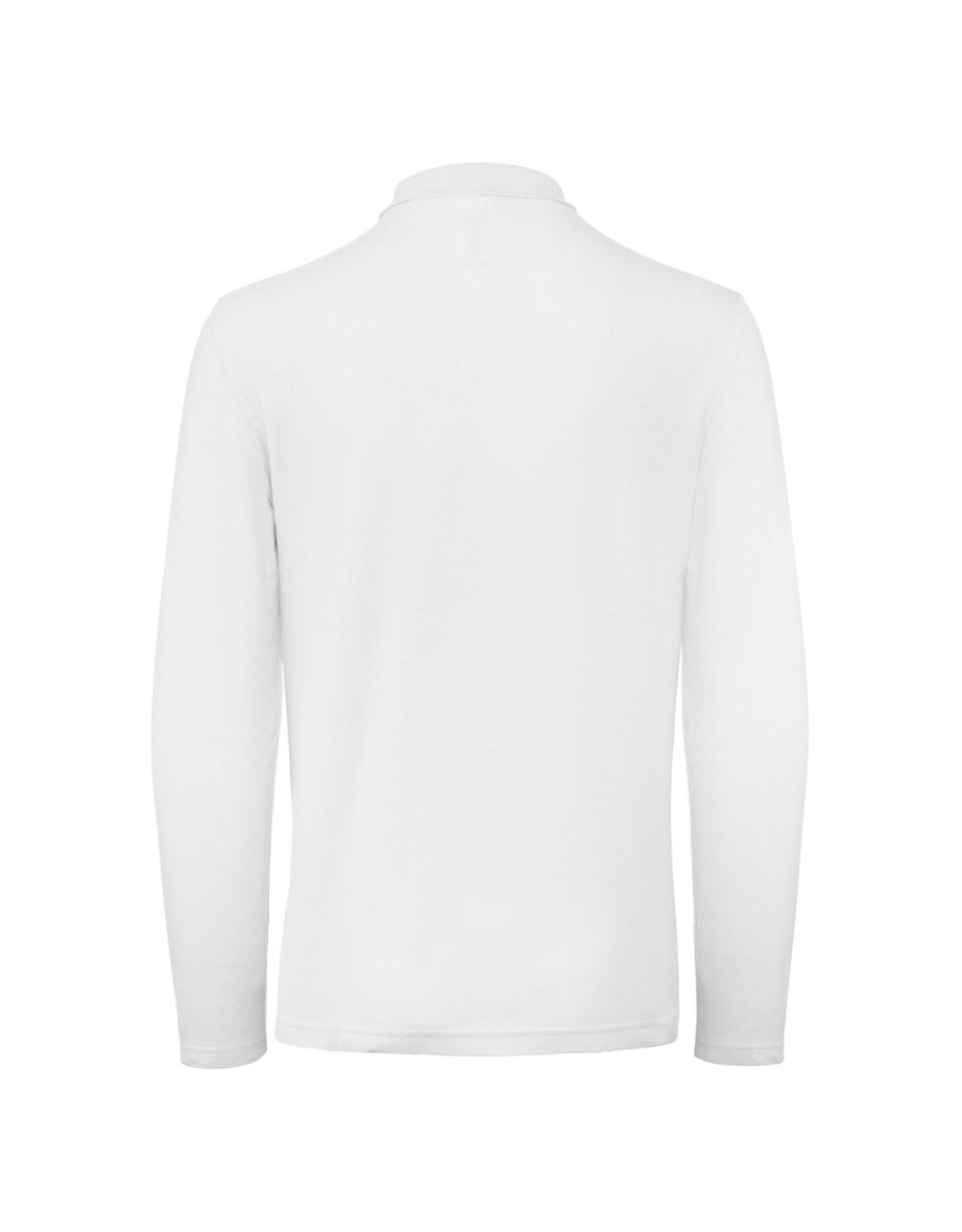 B&C Collection Mens Long Sleeve Polo Shirt - White - 1