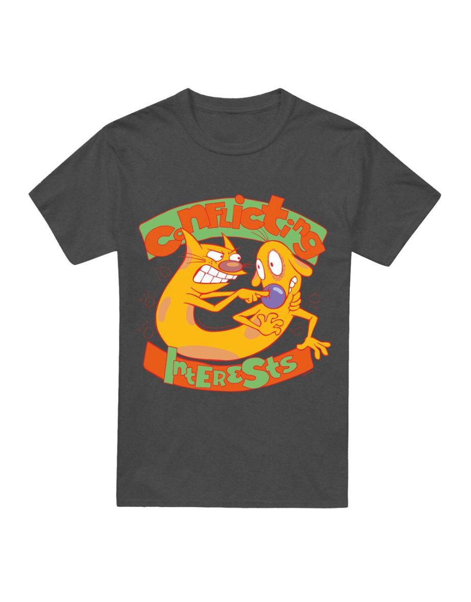 CatDog Unisex Adult Conflicting Interests T-Shirt - Charcoal