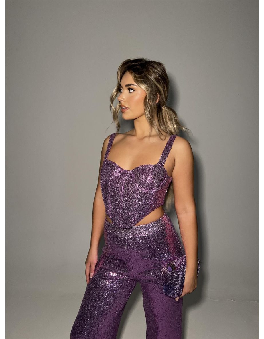 Orchid-Pink Corset Crop-top