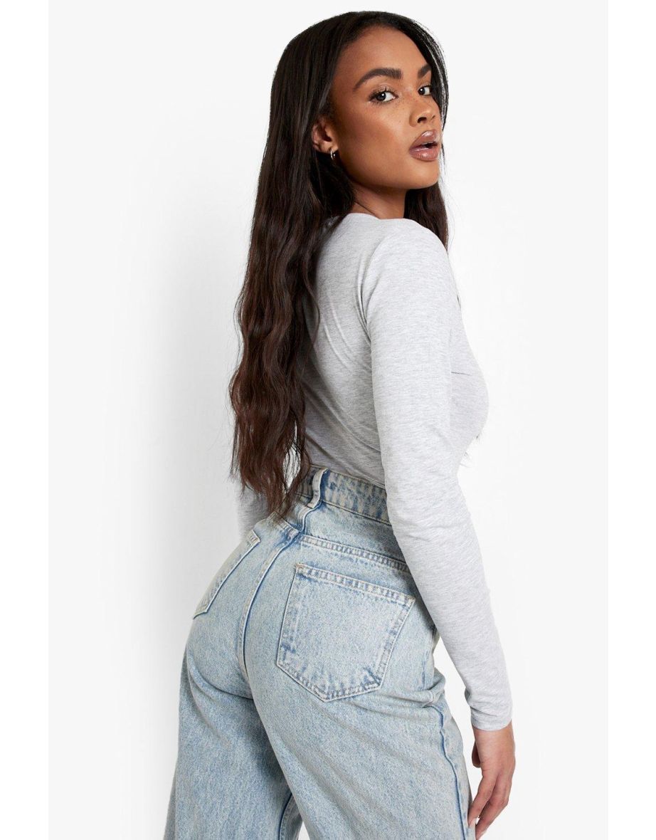 Basic 2 Pack V Neck Long Sleeve Bodysuit - grey marl