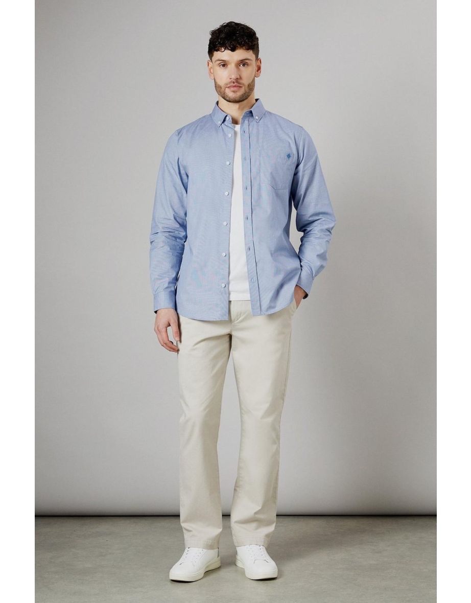 Navy Textured Long Sleeve Shirt