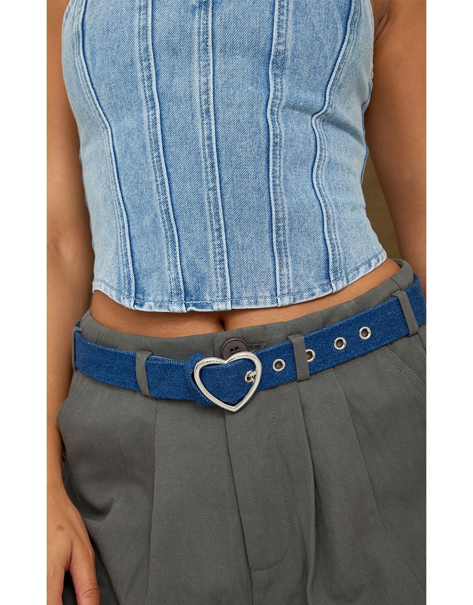 Denim Heart Buckle Belt