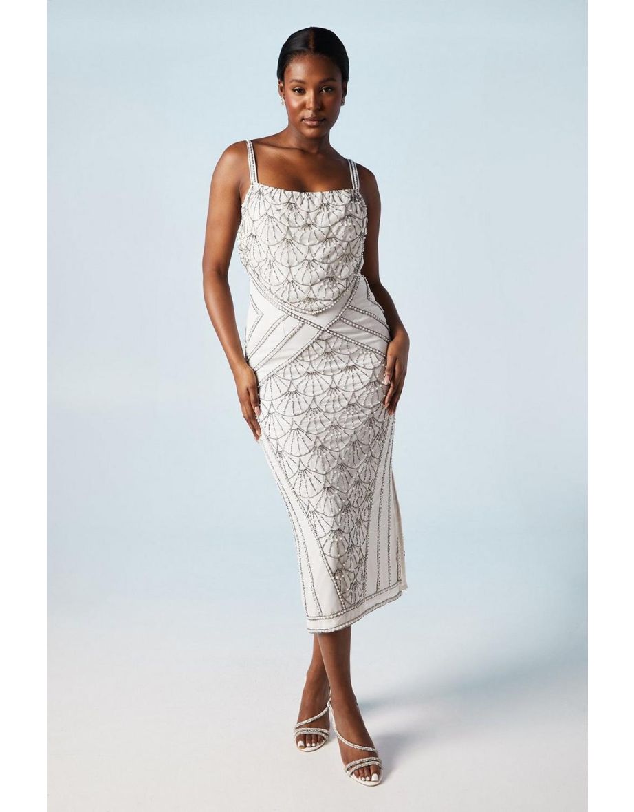 Art Deco Scallop Cowl Back Dress