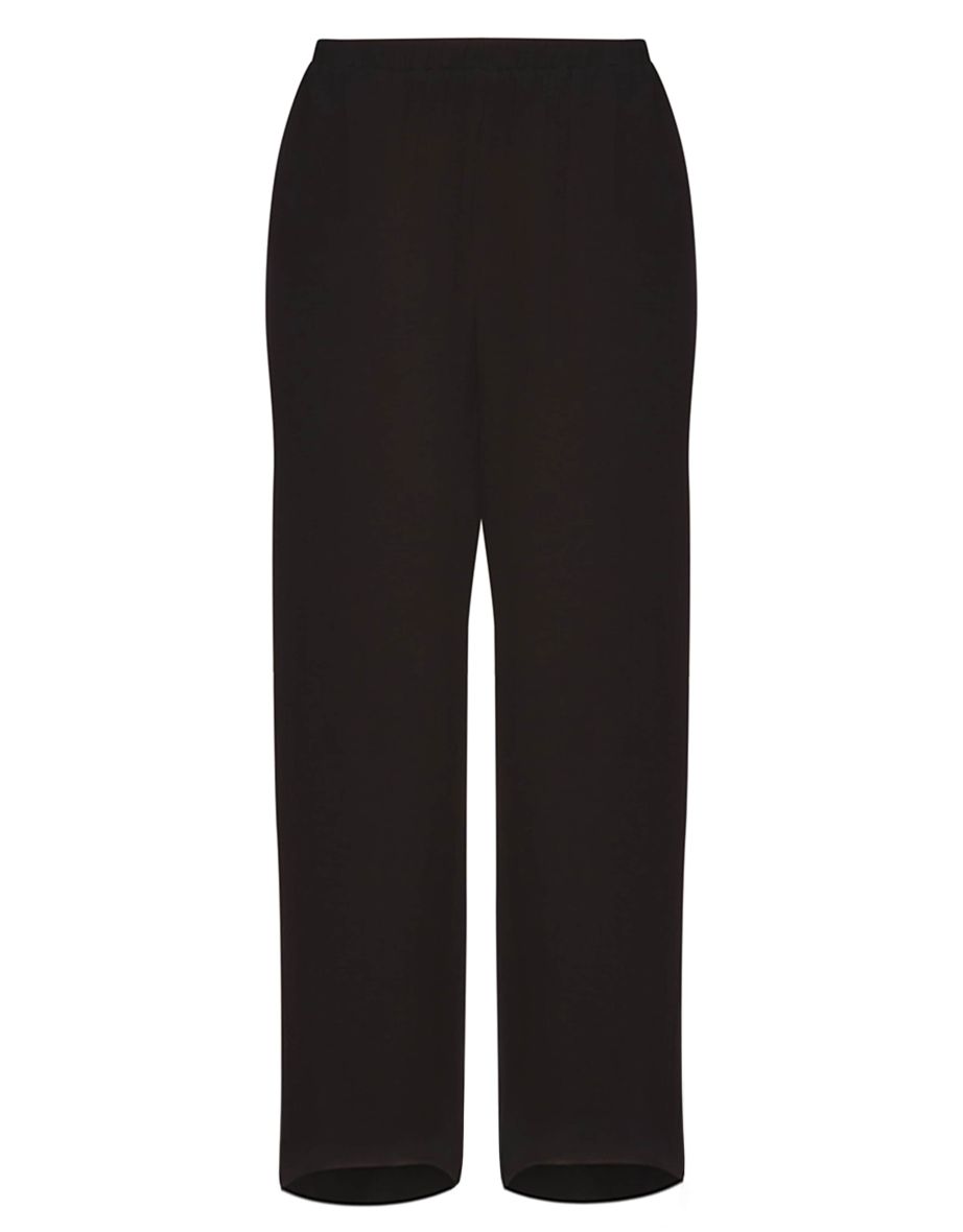 Black Cheesecloth Linen Look Low Rise Wide Leg Trousers - 4