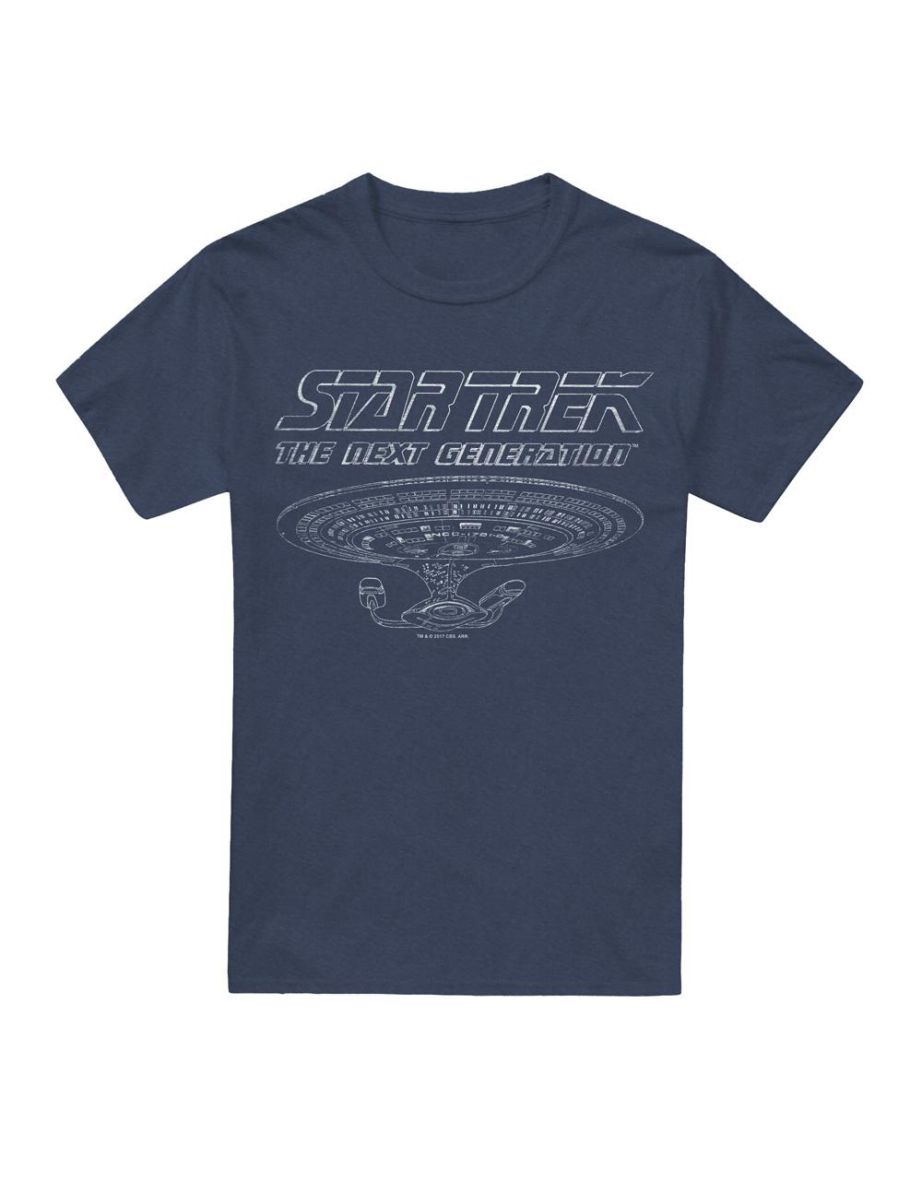Star Trek Unisex Adult The Next Generation Enterprise T-Shirt - Navy