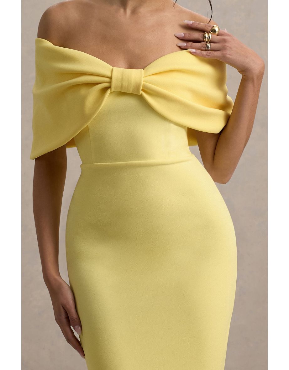 Cornelia | Lemon Strapless Maxi Dress With Oversized Bow - 5