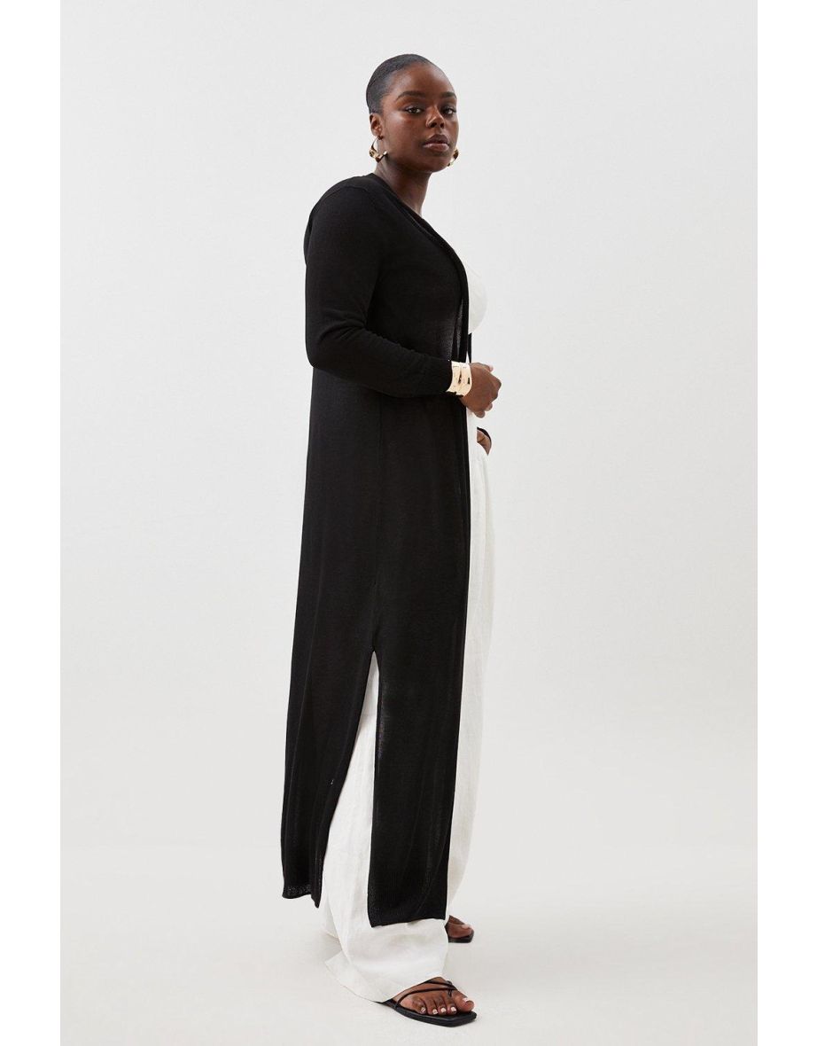 Plus Size Lightweight Longline Knit Cardigan - 2