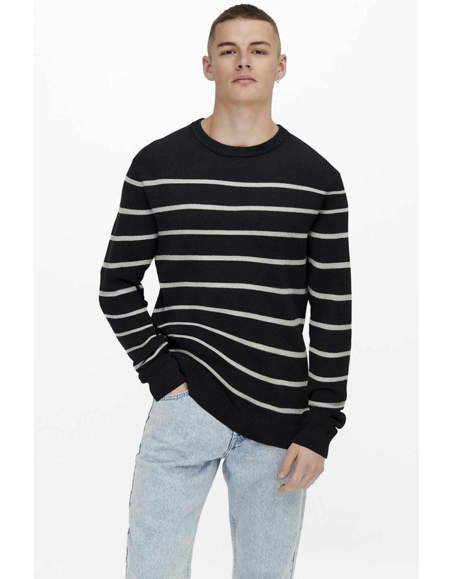 Breton Striped Jumper/Sweater in Cotton Mix and Regular Fit