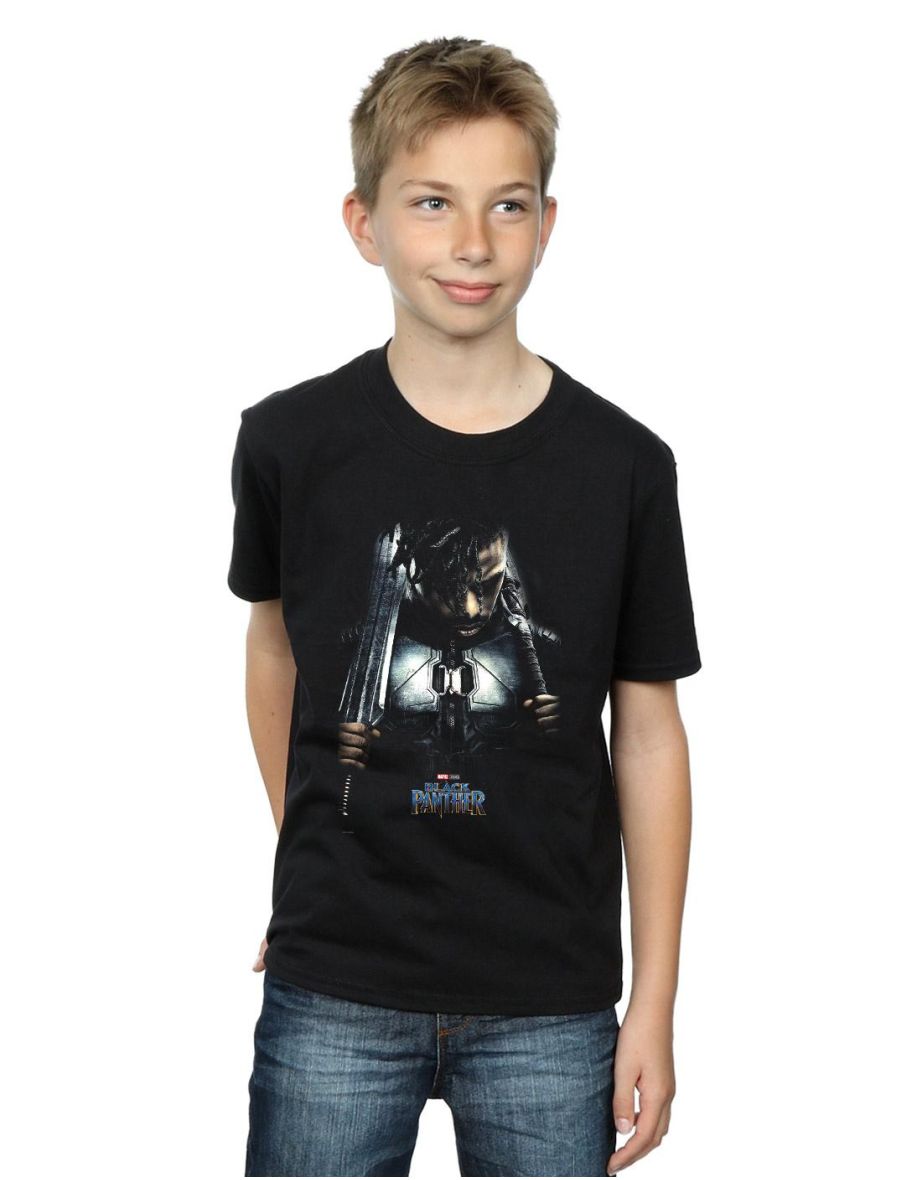 Marvel Boys Black Panther Killmonger Poster T-Shirt - Black