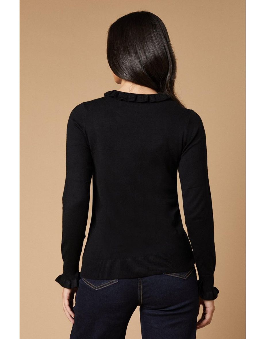 Frill Edge Detail High Neck Jumper - 3