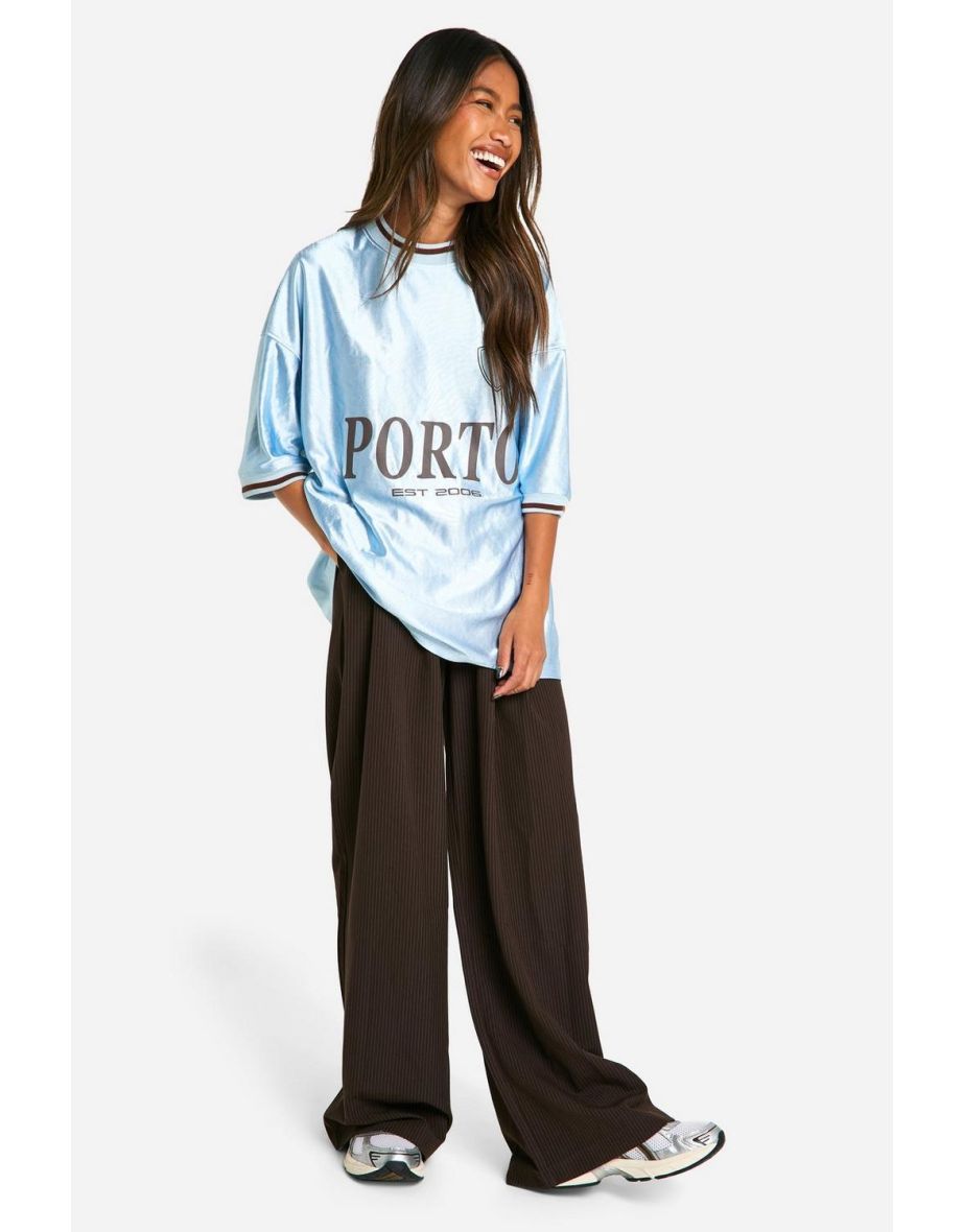 Porto Slogan Oversized Football T-shirt - light blue
