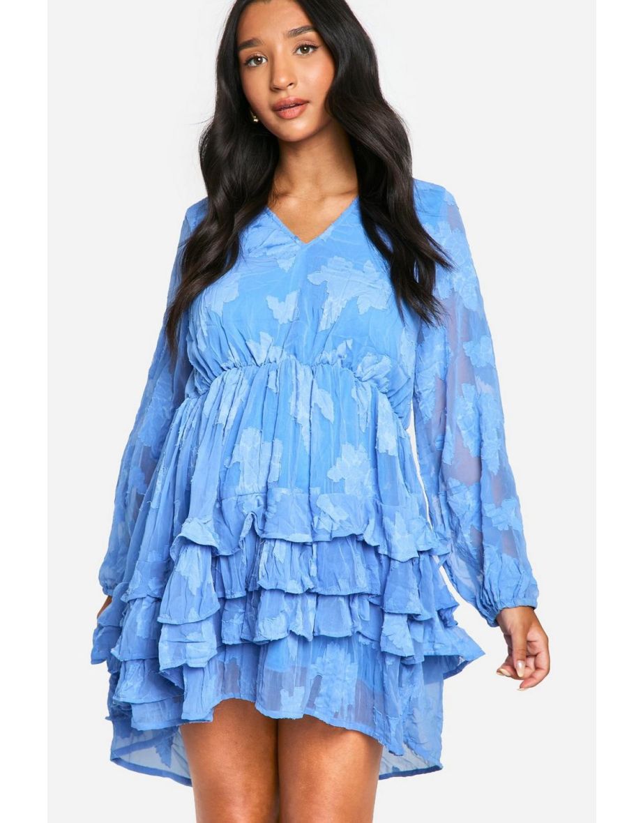 Maternity Floral Jacquard Shift Mini Dress - light blue