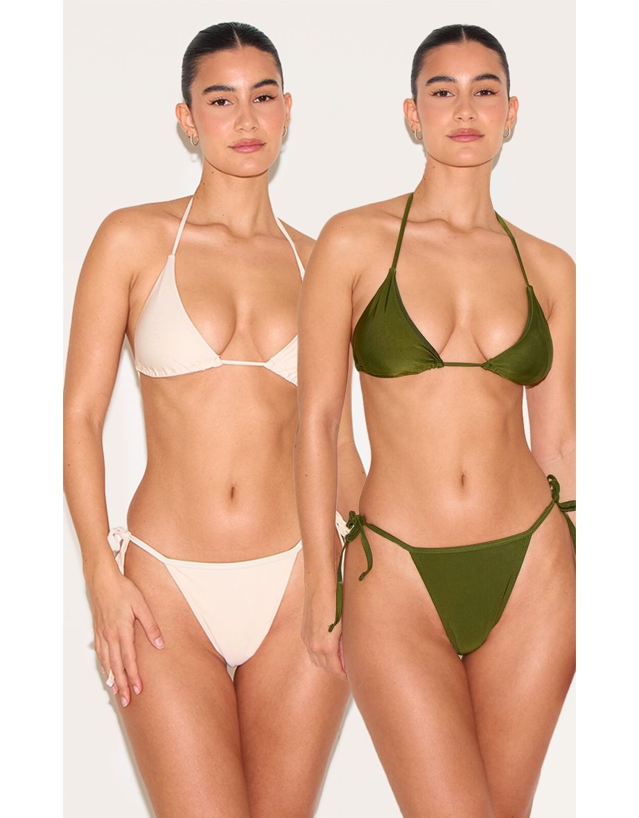 Olive And Cream 2 Pack Triangle Bikini Set