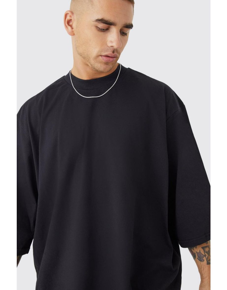 Extreme Oversized Extended Neck Heavy Weight T-shirt - black - 2