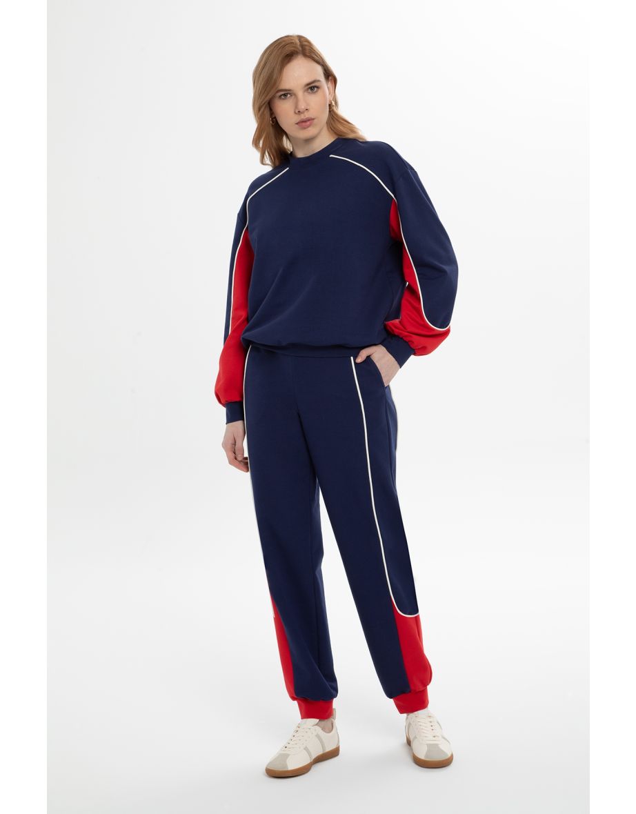 Navy Tracksuit with Crew Neck and Relaxed Fit