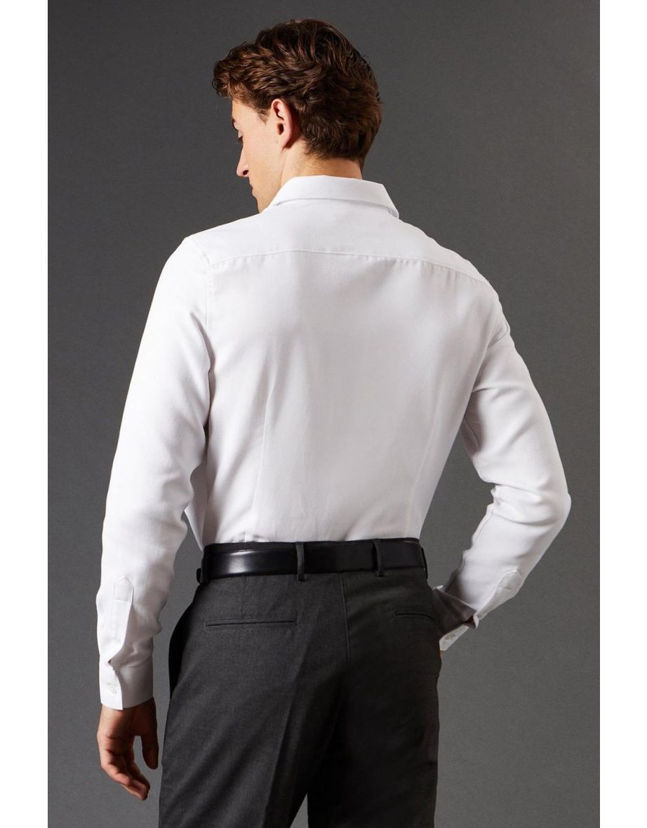 Slim Fit  Long Sleeve Basket Weave Smart Shirt - 3