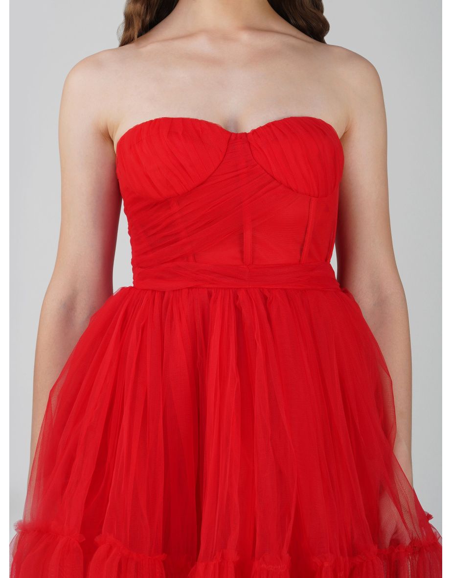 Lauren Red Tulle Mini Dress - 5