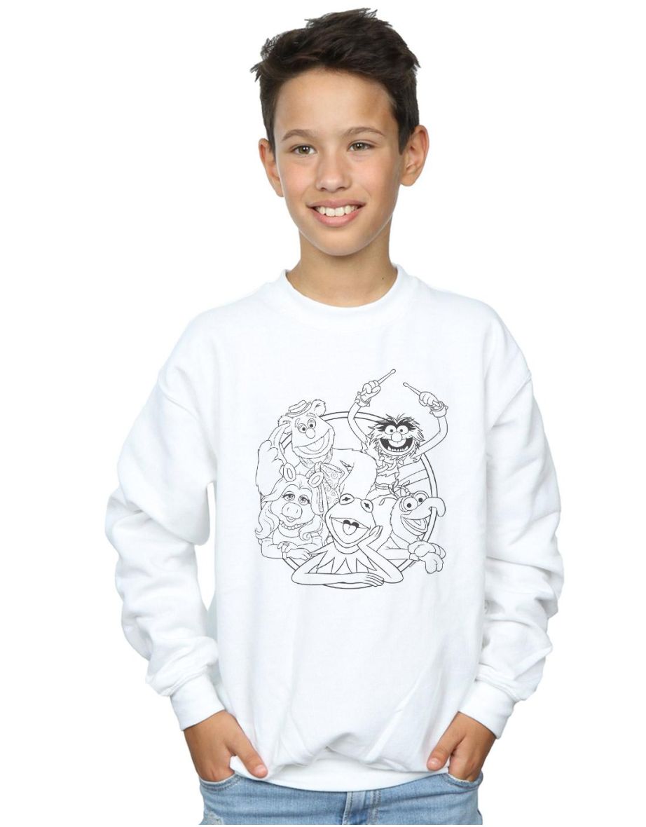 Disney Boys The Muppets Group Line Art Sweatshirt - White