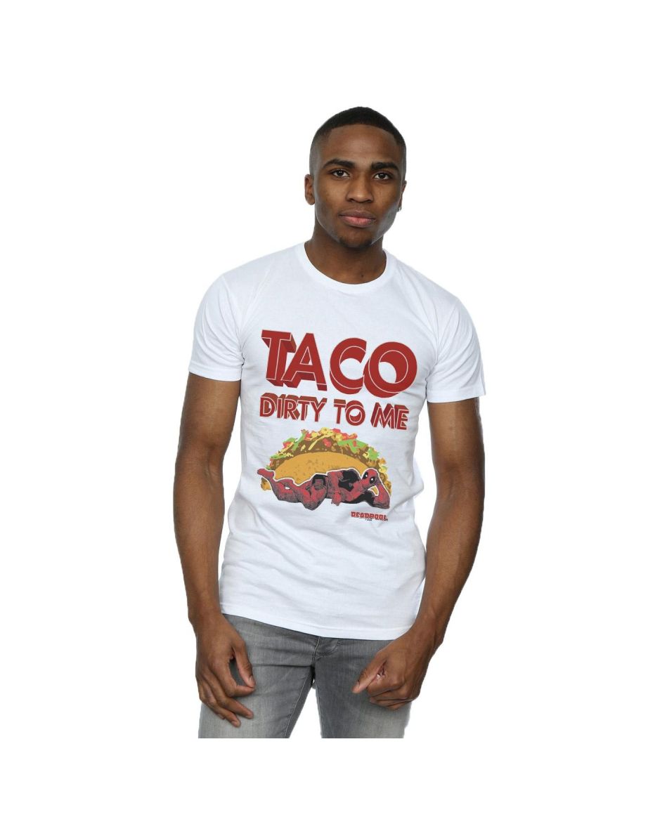 Marvel Mens Deadpool Taco Dirty To Me T-Shirt - White