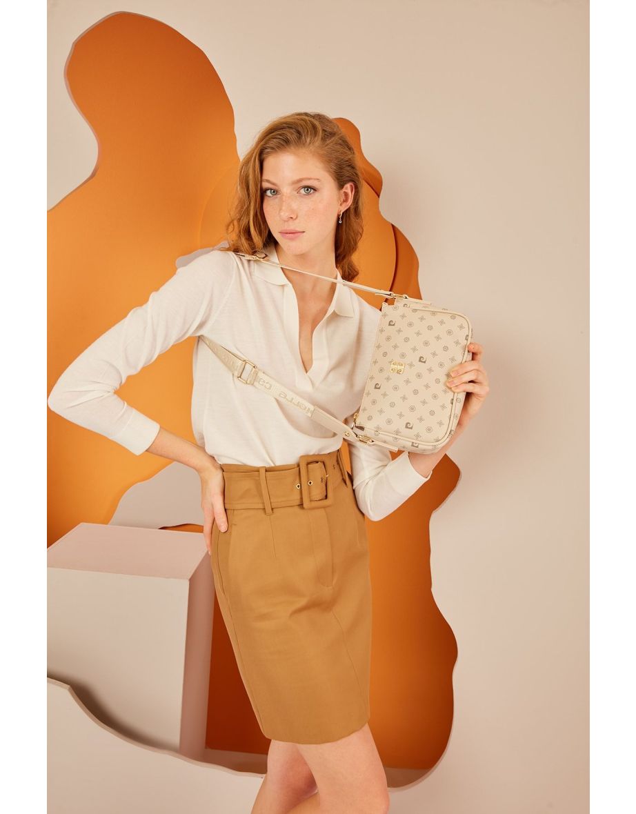 Beige Monogram Women's Shoulder Bag