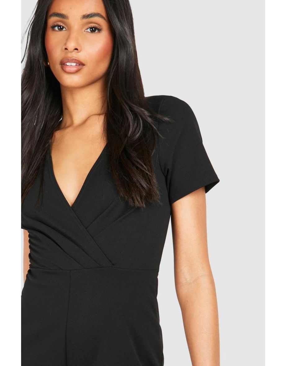Tall Short Sleeve Playsuit - black - 3