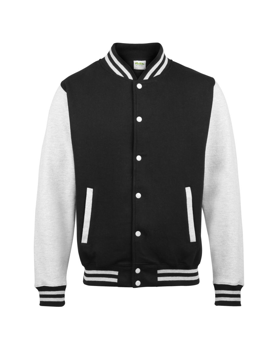 Awdis Unisex Varsity Jacket - Jet Black/Heather Grey