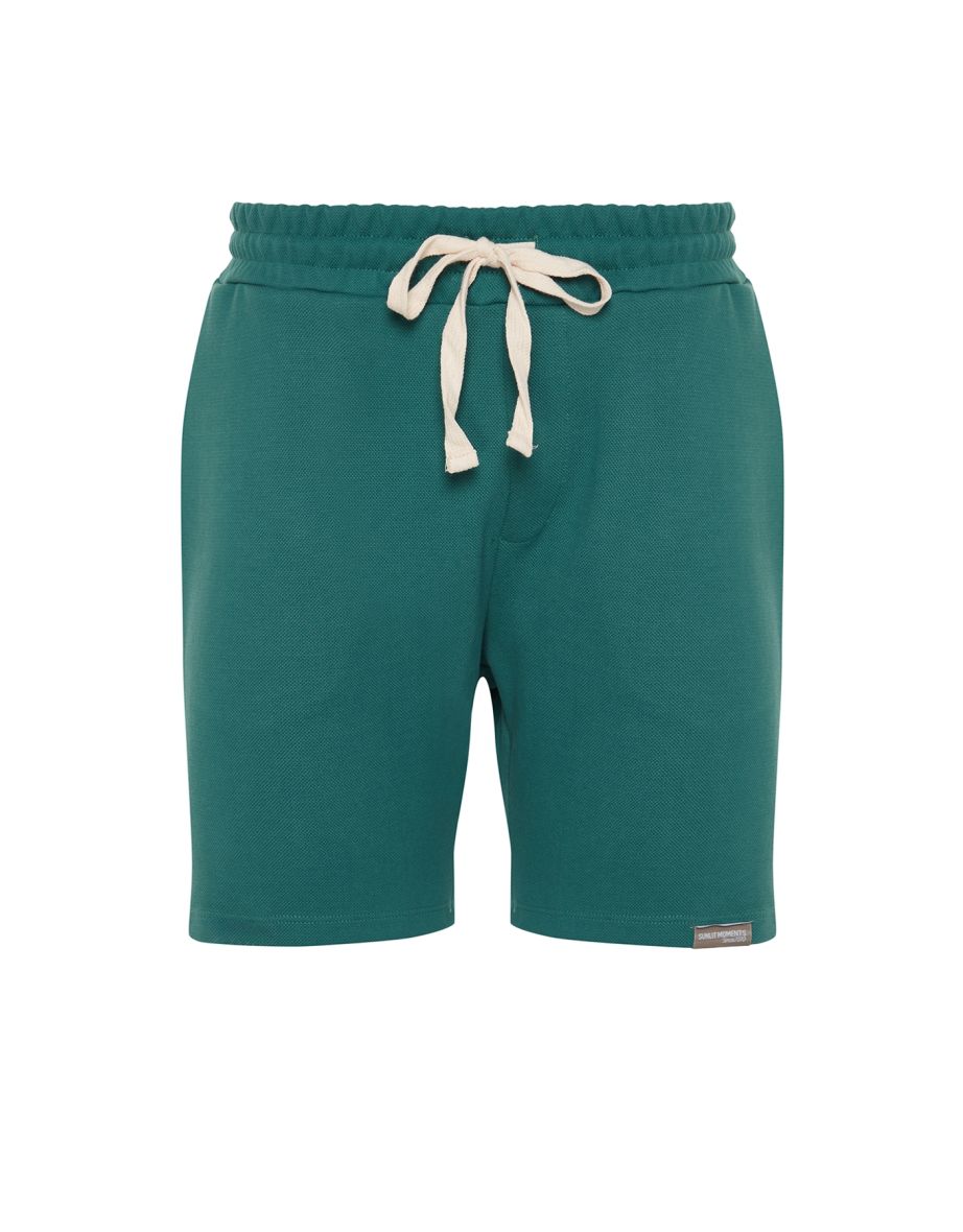 Men's Emerald Green Regular/Real-Fit Textured 100% Cotton Shorts - 7