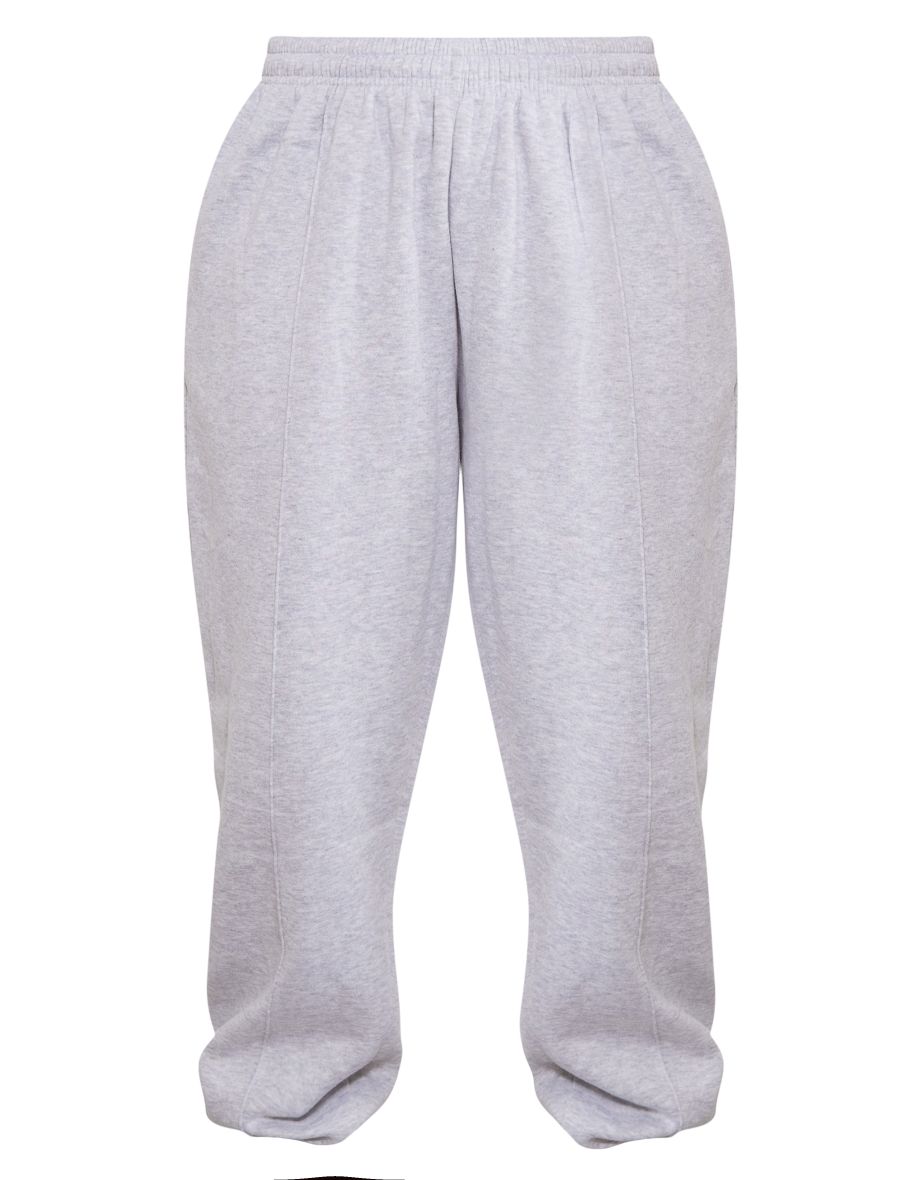 Ash Grey Pintuck Detail Oversized Joggers - 4
