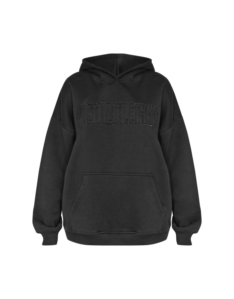 PRETTYLITTLETHING Black Applique Oversized Hoodie - 4
