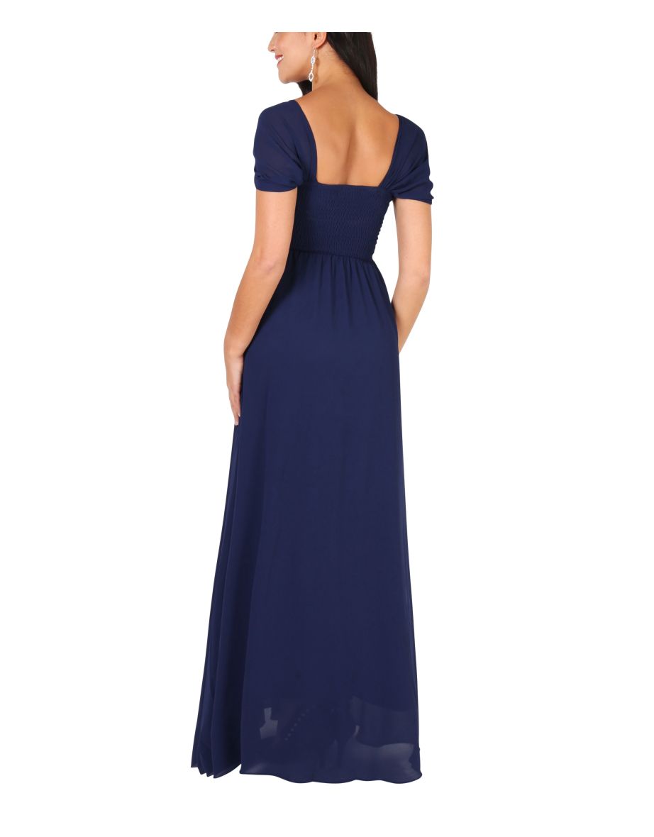 Krisp Navy Column Floor-Length Evening Dress - 2